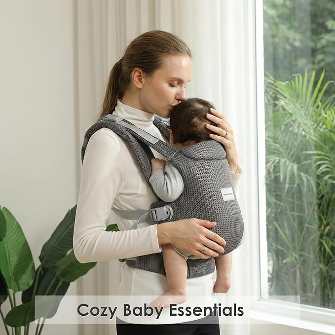 Baby Carrier Newborn to Toddler, Easy Adjustable Toddler Carrier for 7-30lbs, Baby Holder Wrap Carrier, Breathable Mesh Fabric Infant Kangaroo Hip Carriers with Lumbar Support, Grey