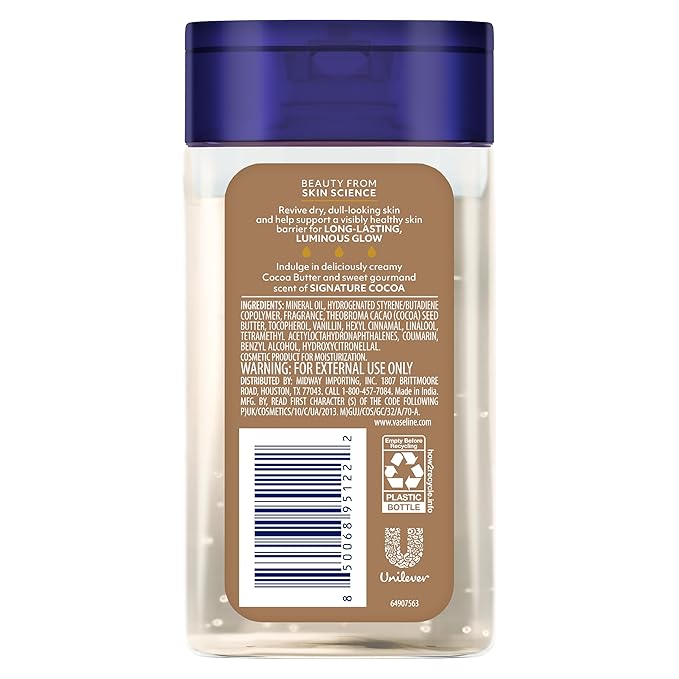 Vaseline Cocoa Radiant Replenishing Oil Gel with Pure Cocoa Butter, Travel Size, 1.69 fl oz, 6 Pack