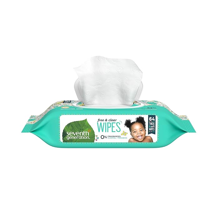 Seventh Generation Baby Wipes Sensitive Protection with Snap Seal Unscented Baby Wipes 64 Count