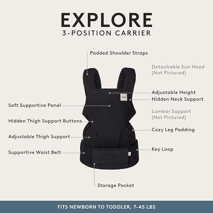 Baby Tula Explore Carriers - Breathable Baby Carrier Newborn to Toddler - Adjustable Toddler Carrier - Multiple Ergonomic Positions Front and Back - Ergonomic Fit for 7-45 lb - Linen, Dove