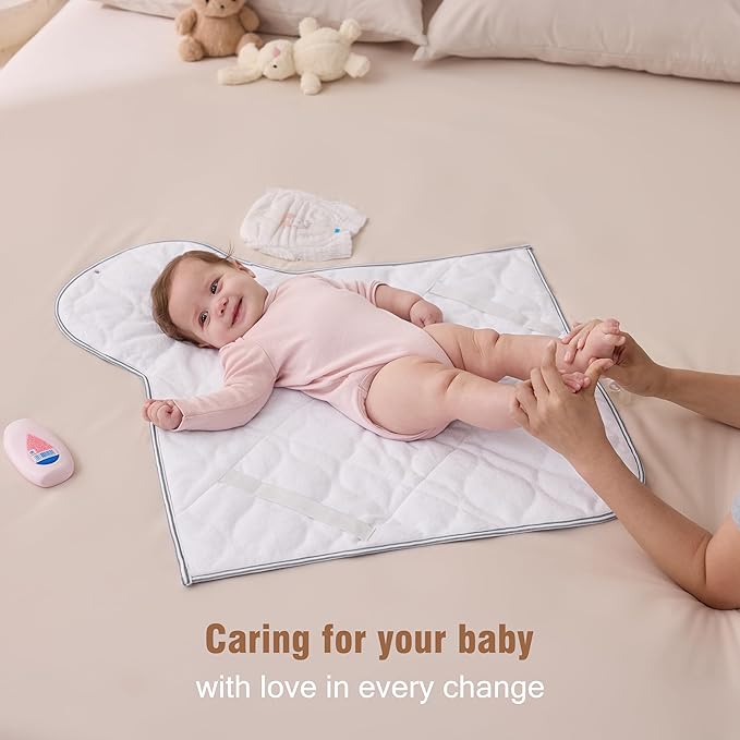 UTEX Baby Portable Changing Pad, Waterproof & Wipeable Diaper Changing Mat with Carrying Bag, Foldable Changing Mat for Travel, Newborn Shower Gifts