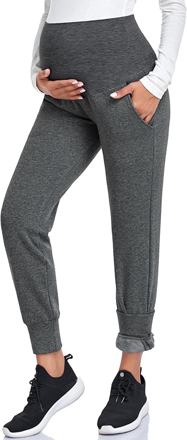 AMPOSH Women's Maternity Pants Stretchy Lounge Workout Sweatpants Casual Loose Comfy Pregnancy Joggers with Pockets