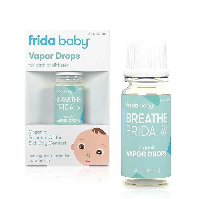 Frida Baby Breathefrida Vapor Bath Drops, Baby Congestion Relief with Eucalyptus Essential Oil for Humidifier, Aromatherapy Oil Help Baby Breathe Easy
