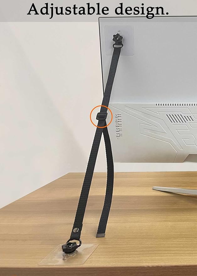 6 Pack Adjustable TV Safety Straps, No-Drill Adhesive Anti-Tip Furniture Anchors for Baby Proofing, Flat Screens Fix to Wall,Cabinet,Stand Or Desk, Earthquake Straps