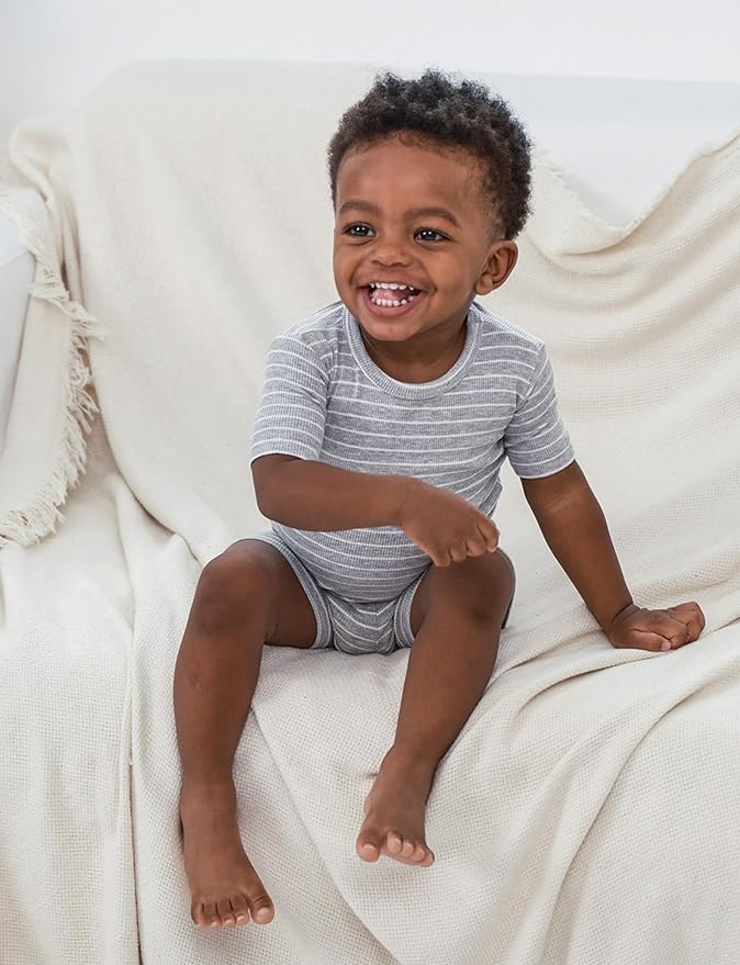 AVAUMA Stripe Pattern Baby Boys Girls Pajama Set Kids Toddler Snug fit Ribbed Sleepwear pjs for Daily Life Style