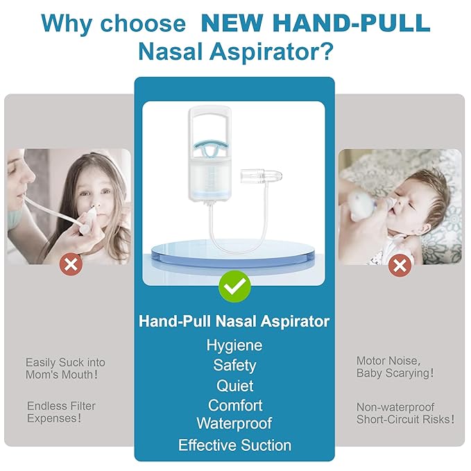 Patented Nasal Aspirator for Baby and Toddler, Hand Pump Nose Sucker with Rounded Non-Invasive Nozzle, Quiet Suction Relieves Congestion and Stuffy Boogers, Safe for Infant, Co-Branded with CHIBOJI