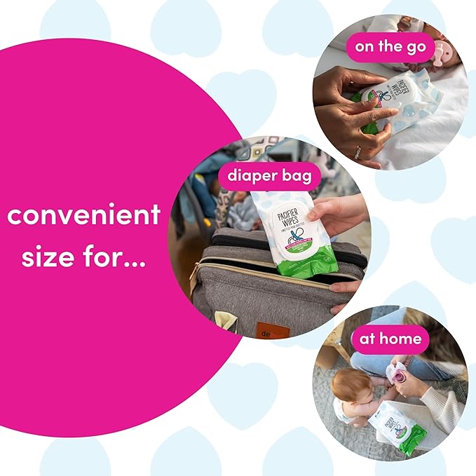 Dapple Pacifier Wipes, for Baby and Toddlers, Diaper Bag Essentials, Fragrance Free 40 Ct, Pack of 3