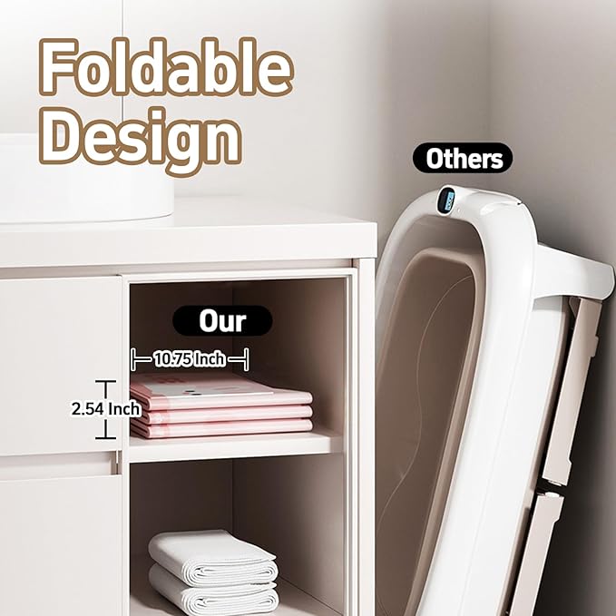 Collapsible Baby Bathtub for Shower, Portable Foldable Toddler Bath Tub with Non-Slip Base, Compact Travel Essentials for Kids & Infants, Easy Storage in Small Spaces, Pink