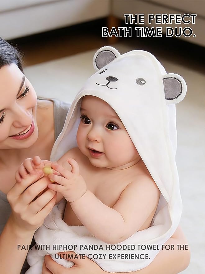 HIPHOP PANDA Baby Washcloths, Rayon Made from Bamboo - 2 Layer Ultra Soft Absorbent Newborn Bath Face Towel - Reusable Baby Wipes for Delicate Skin - Gray Stripe, 6 Pack