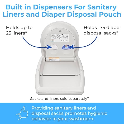 Koala Kare KB301-05 Vertical Surface Mounted Baby Changing Table - Foldable Plastic Diaper Changing Station (White Granite)