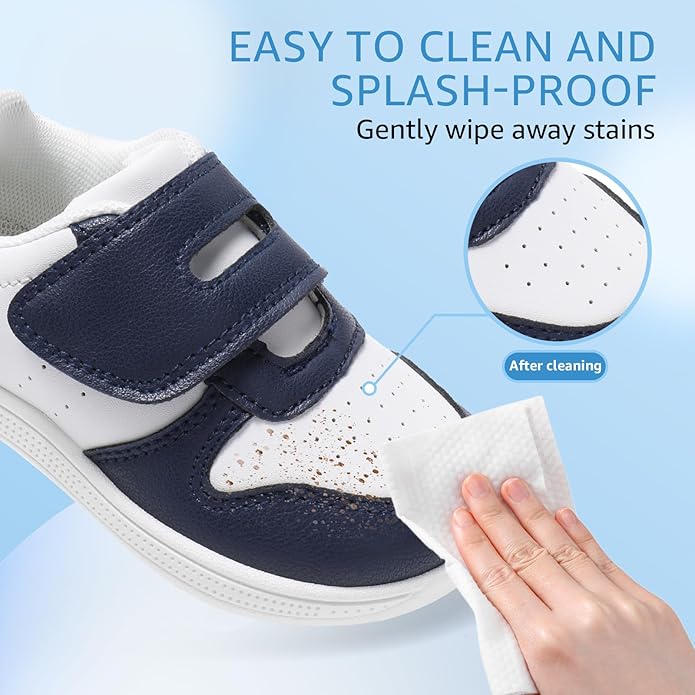 Toddler Wide Toe Box Barefoot Shoes Boys Girls Sneakers Zero Drop Kid Tennis Running Shoes Lightweight Non-Slip Comfortable Leather First Walking Shoe Outdoor Activities School