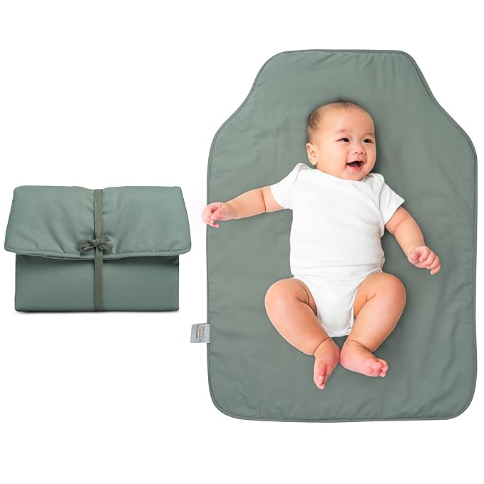 Natemia Portable Diaper Changing Pad - Rollable Portable Changing Pad for Diaper Bag & Travel - Soft Organic Cotton Percale Exterior - Baby Changing Mat, Foldable, Machine Washable - Baby Essentials
