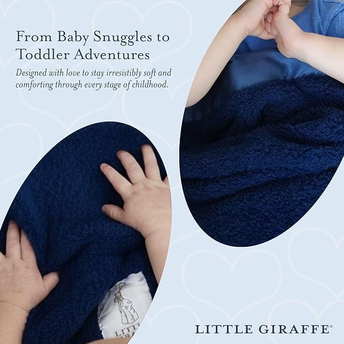 Little Giraffe Chenille Baby Blanket – 29x35” Soft Chenille with Satin Trim, Midnight | Ultra-Soft, Gentle & Safe, Lightweight & Breathable for Newborns & Toddlers