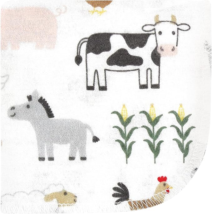 Hudson Baby Unisex Baby Flannel Cotton Washcloths, Cute Farm 10 Pack, One Size