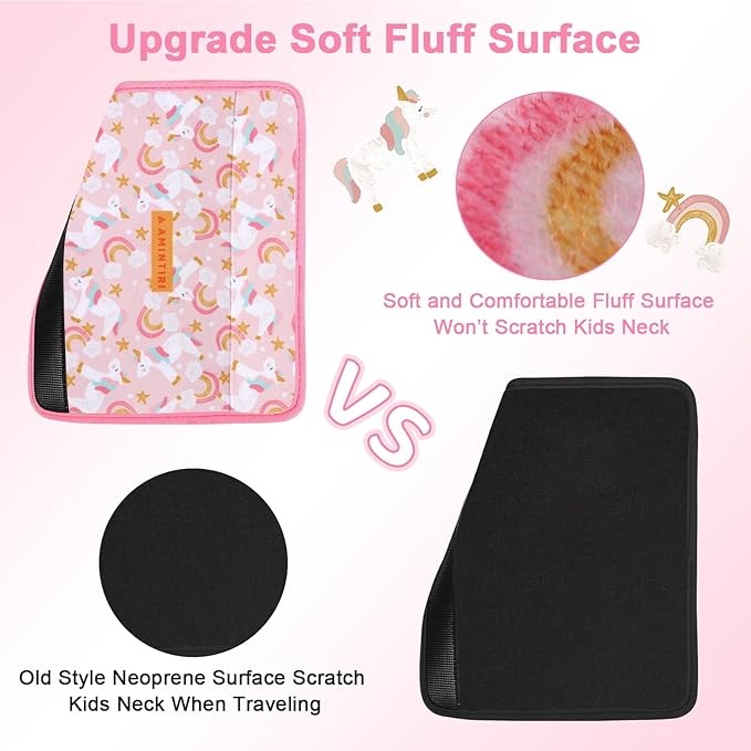 Seat Strap Shoulder Pads for Kids, Seat Belt Cover for Children, Soft Furry Seat Belt Cushion for Travel, Cartoon Car Seat Belt Pad Cover for Boys and Girls.