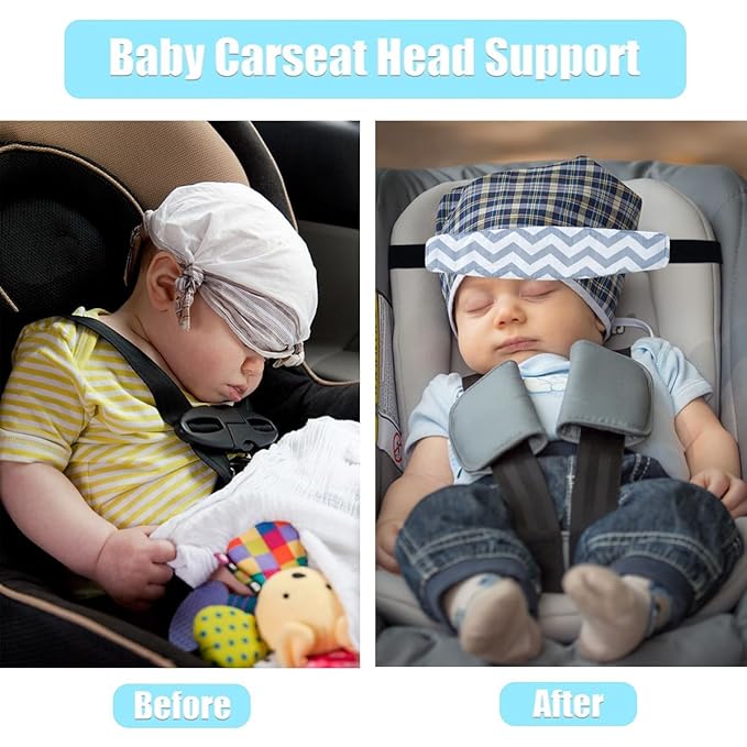 3 Pcs Head Support for Baby Car Seat Stroller Neck Relief Strap Headrest for Sleeping Traveling Head Holder for Toddler Kids Children Child Baby Infant-Grey