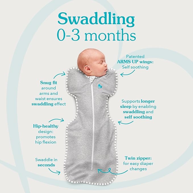 Love to Dream Warm Swaddle UP 2.5 TOG Baby Sleep Sack for Autumn & Winter | Arms Up Position for Self-Soothing, Calms Startle Reflex | Medium 13–19 lbs, White Rainbow Dream