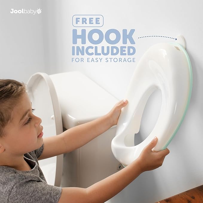 Jool Baby Potty Training Seat for Boys And Girls, Fits Round & Oval Toilets, Non-Slip with Splash Guard, Includes Free Storage Hook (Aqua)