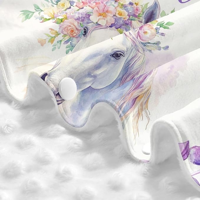 Personalized Baby Girl Car Seat Canopy for Babies, Custom Name Baby Car Seats Cover for Girls, Floral Horse Opening Minky Nursing Breastfeeding Covers for Infant, Carseat Canopies for Newborn