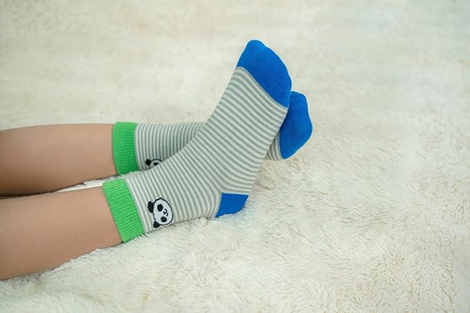 RATIVE Non Skid Anti Slip Crew Socks With Grips for Baby Infant Toddlers Kids Boys