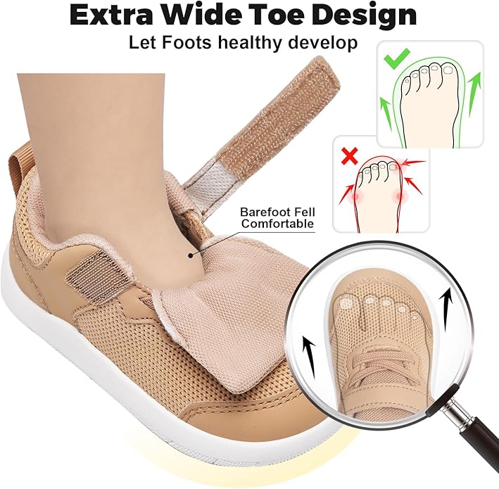 Wide Toe Box Toddler Shoes Baby First Walking Shoe Boys Girls Non-Slip Zero Drop Minimalist Tennis Sneakers