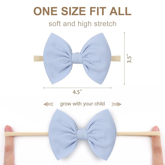 YanJie Baby Girls Nylon Headbands Newborn Bows Handmade Hair Bows Hairbands Hair Accessories for Newborn Infant Toddlers Kids (4.5bow 12colors)