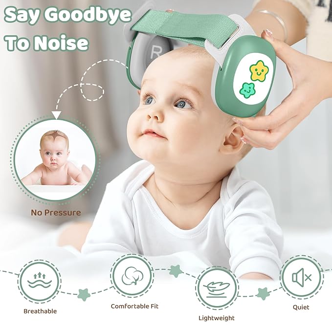 Baby Earmuffs,Infant Noise Cancelling Headphones with Star Pattern, Infant Ear Protection for Toddler 0-48 Months,Baby Travel Essentials for Airplane/Improves Sleep