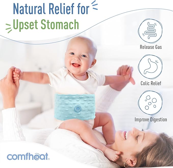 Colic and Gas Relief for Newborns and Infants, Flaxseed Heated Tummy Wrap, Baby Swaddling Belt with Soothing Warmth, Natural Relief for Upset Stomach in Babies Toddlers, 0-3 Years (Blue)