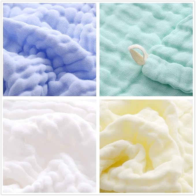 MUKIN Baby Washcloths - Natural Cotton Baby Wipes - Soft Newborn Face Towel and Washcloth for Sensitive Skin, Registry as Shower, 5 Pack 12x12 inches