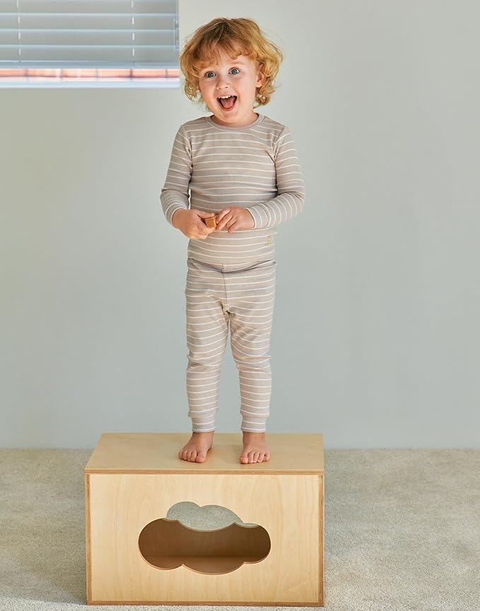 moimoln Stripe Pajamas Set 12M-8Y Ribbed Unisex Baby & Toddler, Soft Viscose, Snug-Fit, Everyday Sleepwear