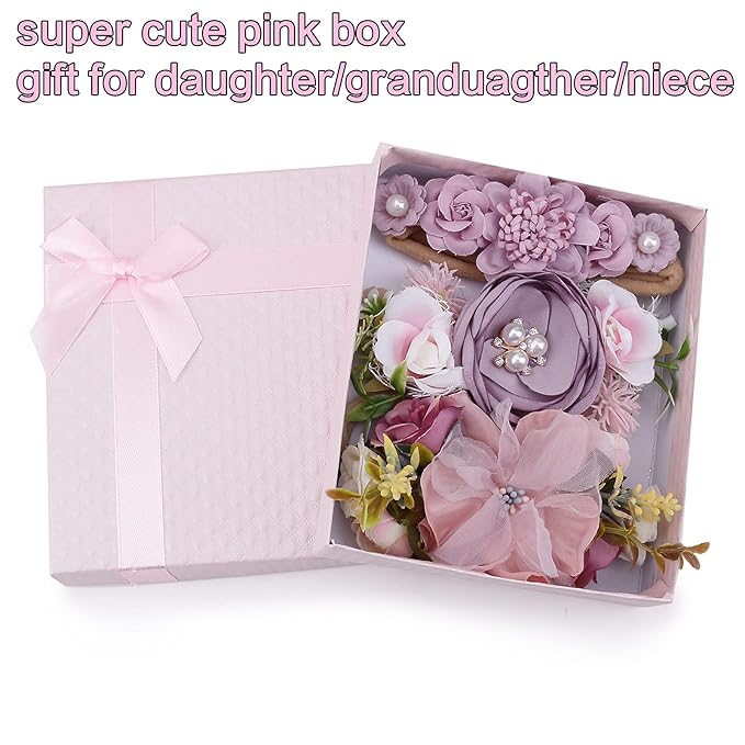 Baby Girl Headbands Nylon Flower Elastic Hairbands 3pcs Hair Accessories Gift for Newborn Infant Toddlers (YM4)