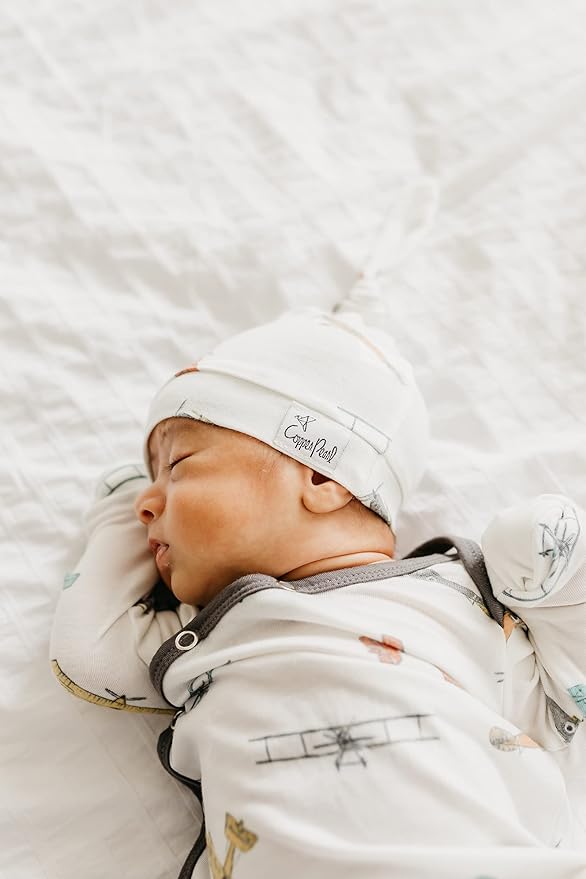 Copper Pearl Baby Beanie Hat Top Knot Stretchy Soft Ace