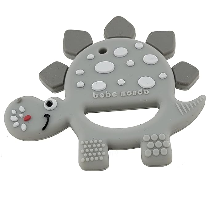 Bebe Mondo Dinosaur Baby Teething Toys 3–6 6–12 Months, Teethers for Babies 0–3–6–12 Months for Teething Relief, Baby Gift, Baby Teether Toys, Silicone Sensory Toys, Soft-Textured Infant Toys