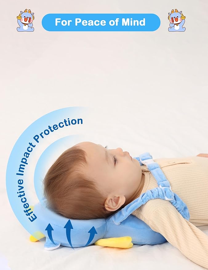 JunNeng Baby Head Protector Backpack, Toddler Walking Fall Head Protection, Dark Blue Devil