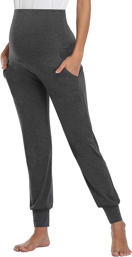 AMPOSH Women's Maternity Pants Stretchy Lounge Workout Sweatpants Casual Loose Comfy Pregnancy Joggers with Pockets
