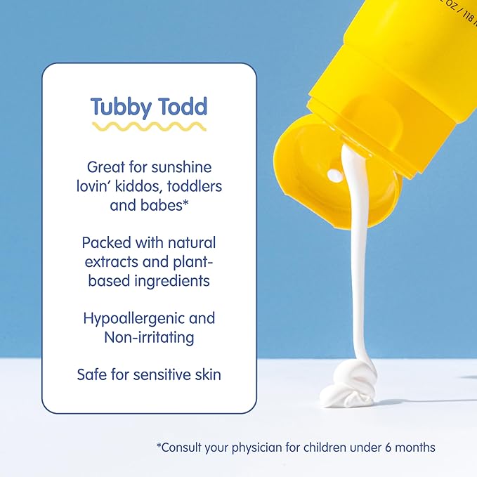 Tubby Todd Face and Body Mineral Sunscreen Kit for Baby, Toddler and Kids - Sunscreen 4 Fl Oz and Sunstick 0.5 Oz Duo Bundle - Fragrance-Free (Pack of 2)
