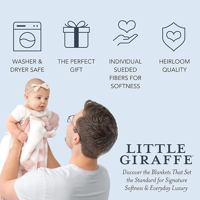 Little Giraffe Luxe Baby Blanket – 29x35” Satin Trim, Stairway Dusty Pink | Ultra-Soft, Hypoallergenic Stroller & Nursery Blanket | Perfect for Newborns & Toddlers