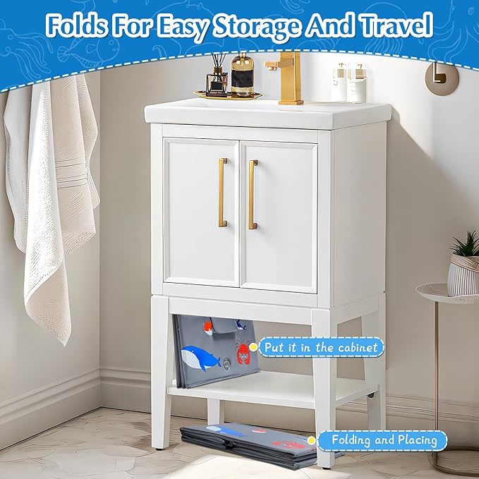 Portable Foldable Baby Bathtub with Drain Plug, 30" L x 15.2" W x 8.6" H Kids Travel Tub, Converts Shower to Tub, No Assembly Folds Flat for Storage, for Infant Toddler 6M-5 Years, Gray