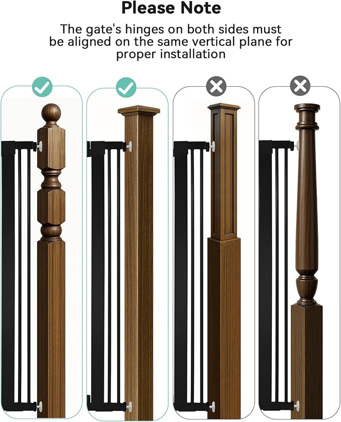 COMOMY 42" Extra Tall Baby Gate for Stairs Doorways, Fits Openings 29.5" to 43.3" Wide, Auto Close Sturdy Safety Dog Gate for House, Pressure Mounted Easy Walk Through Pet Gate with Door, Black