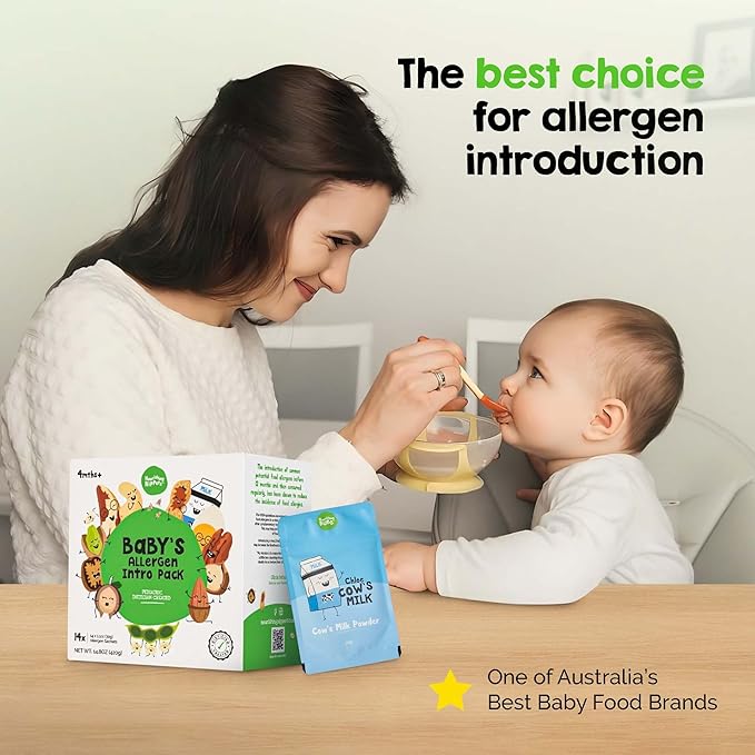Nourishing Nippers Early Allergen Introduction - for Babies 4+ Months,14 Allergens in one pack, Including Peanut, Egg & Milk | Mix with Baby Food & Purees. 6 Month Supply