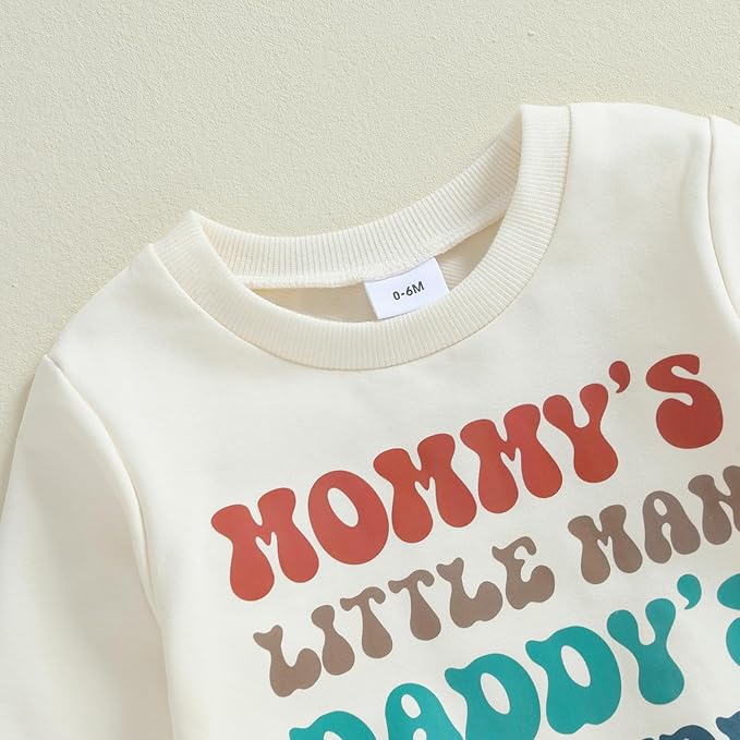 Baby Boy Fall Clothes Set Long Sleeve Letter Print Sweatshirt Pants Toddler Infant Outfits 6 12 18 24 Months 2T