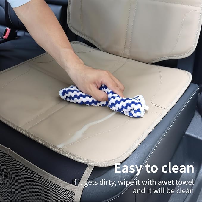 Car Seat Protector,Extra Thick Car Seat Covers Non-Slip Waterproof Mat Pad Leaving No Imprints Marks for Child Baby Pet Truck SUV Automobile (Beige-B)