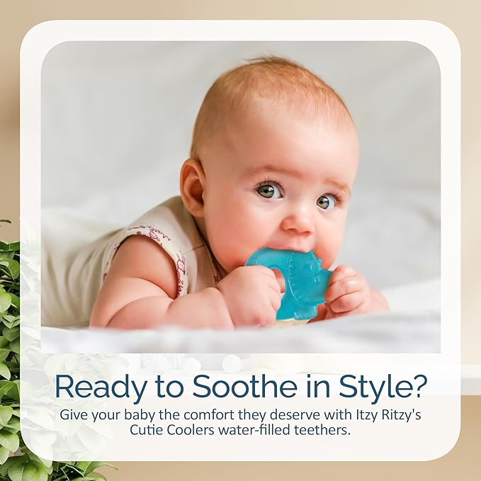Itzy Ritzy Water-Filled Teethers - Cold Cutie Coolers Textured On Both Sides to Massage Sore Gums & Emerging Teeth - Can Be Chilled in Refrigerator, Set of 3 Coordinating Dinosaur Water Teethers