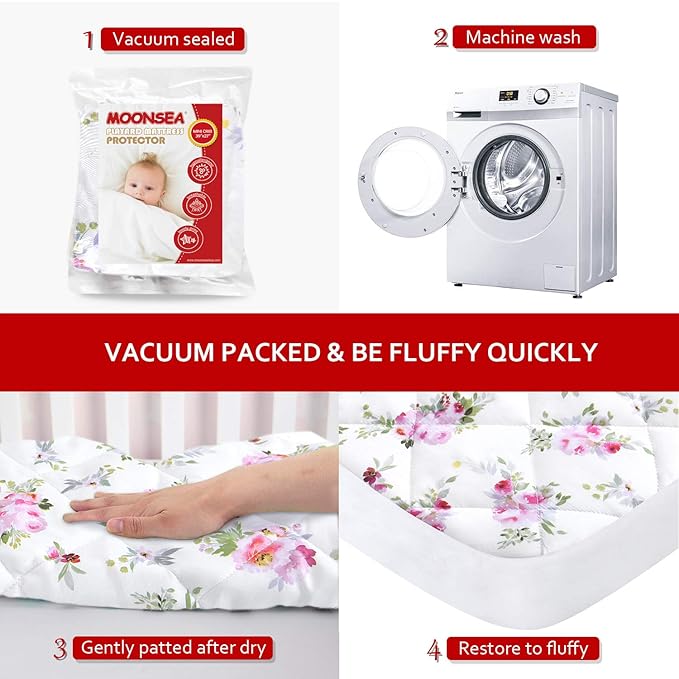 Pack and Play Sheets Fitted, Breathable Thick Playard Lovely Print Cover 39"×27"×5" Compatible with Graco Pack n Play, Floral