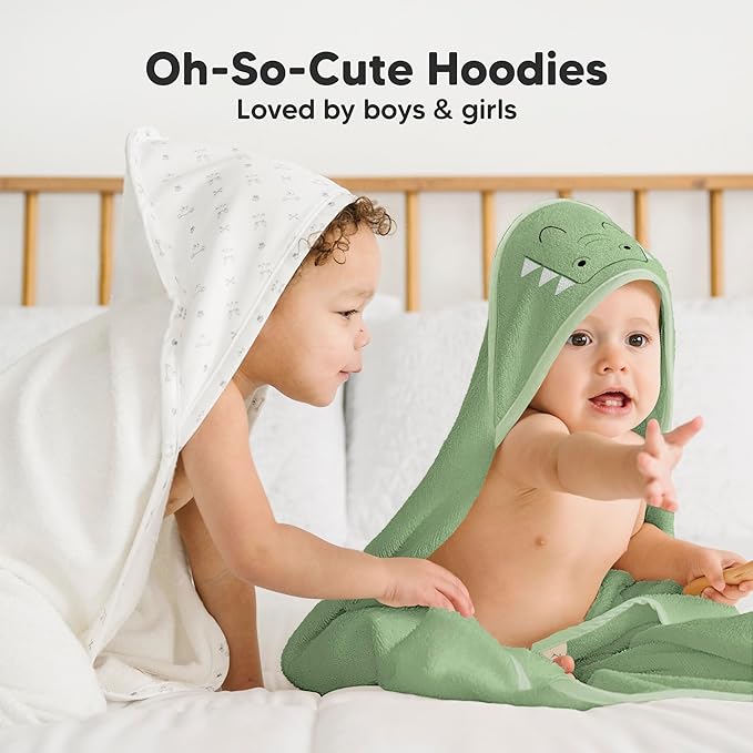 KeaBabies Hooded Baby Towel for Newborn - Viscose Derived from Bamboo Large Baby Bath Towels with Hood for Boys, Girls, Toddler, Extra Absorbent & Soft Newborn Bath Essentials (Alligator, Regular)