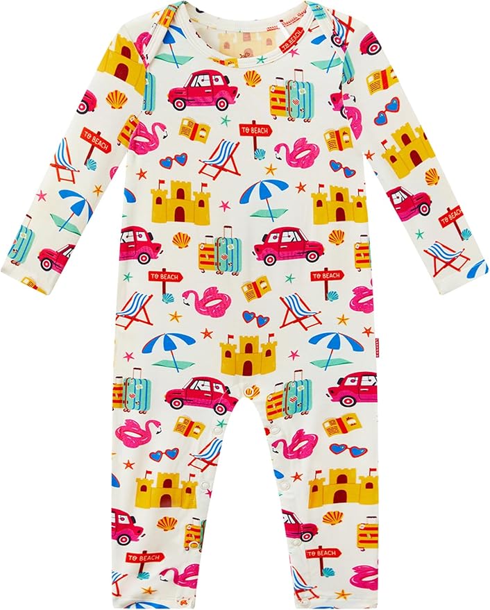 Baby Boy and Girl Romper Long Sleeve Jumpsuit One-Piece Footless Pajamas, Viscose Made from Bamboo
