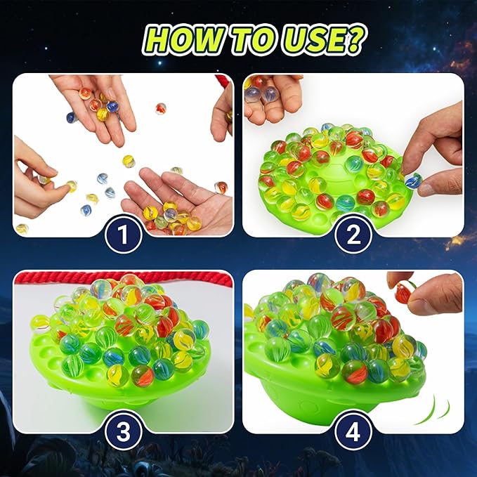 Marble Balance Game for Kids & Adults,60 Colorful Marbles with Storage,Fun Family Party Game for 1-4 Players,Improves Hand-Eye Coordination,Great Gift for Birthdays & Holidays