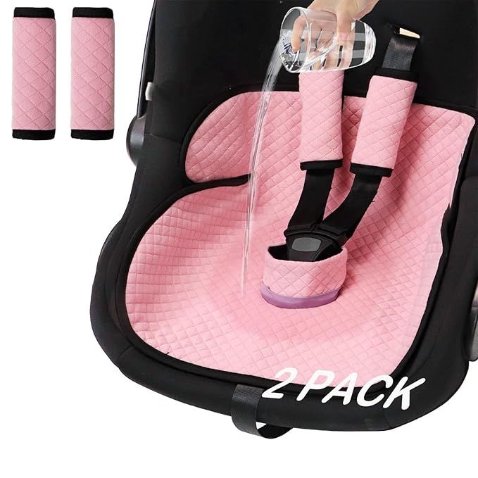 2 Pack Baby Potty Training Car Seat Protector, Waterproof Car Seat Liner for Potty Training Toilet, Baby Infant Toddler Piddle Pad Fits for Carseat, Stroller, Highchair - 2 Pack, Pink