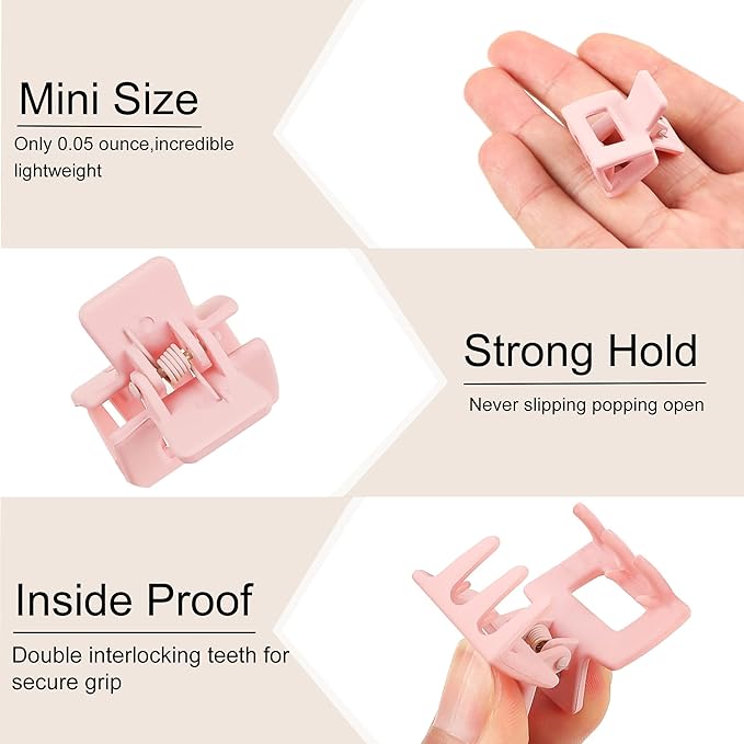 Small Claw Hair Clips for Women Girls - Mini Hair Clips Square Tiny Claw Clips for Thin Hair Strong Hold Cute Jaw Clip Nonslip Hair Styling Accessories with Box