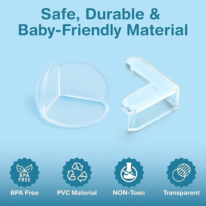 20 Pack Corner Protector for Baby - Clear & Transparent Edge Guards for Baby Proofing, Safety Furniture Corner Protectors for Furniture to Prevent Injuries (10 L Shaped & 10 Ball Shaped)